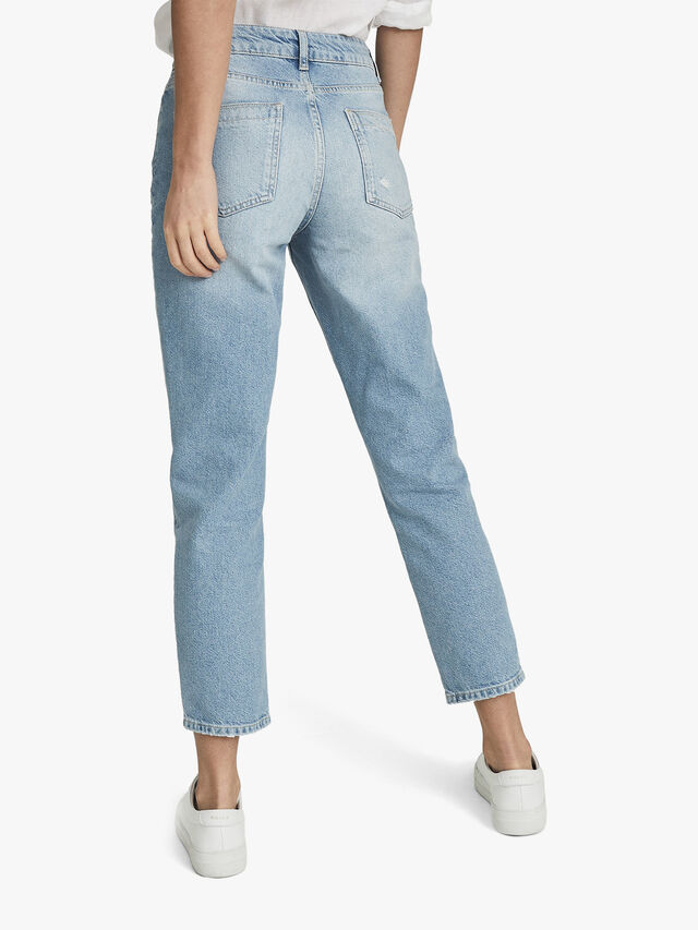 LAKELYRIPPED Mid Rise Straight Jeans With Rip Detail